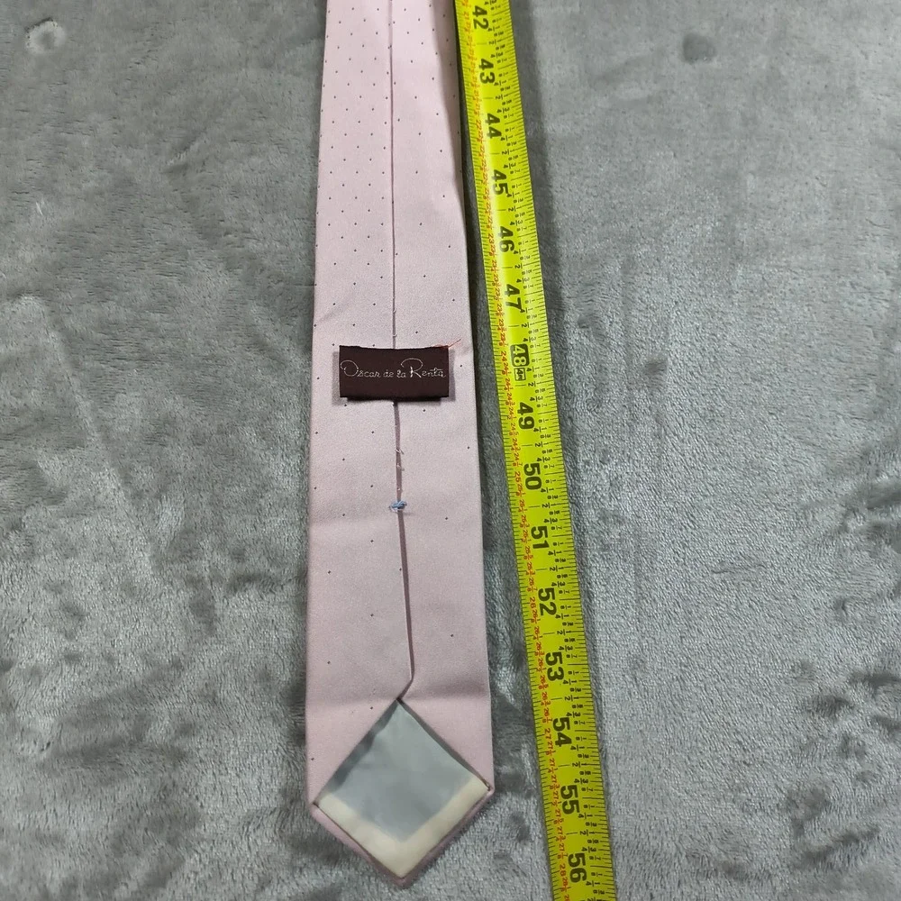 Vintage Oscar de la Renta‎ Tie Mens 56x2.75 Pink Abstract Polka Dot Luxury